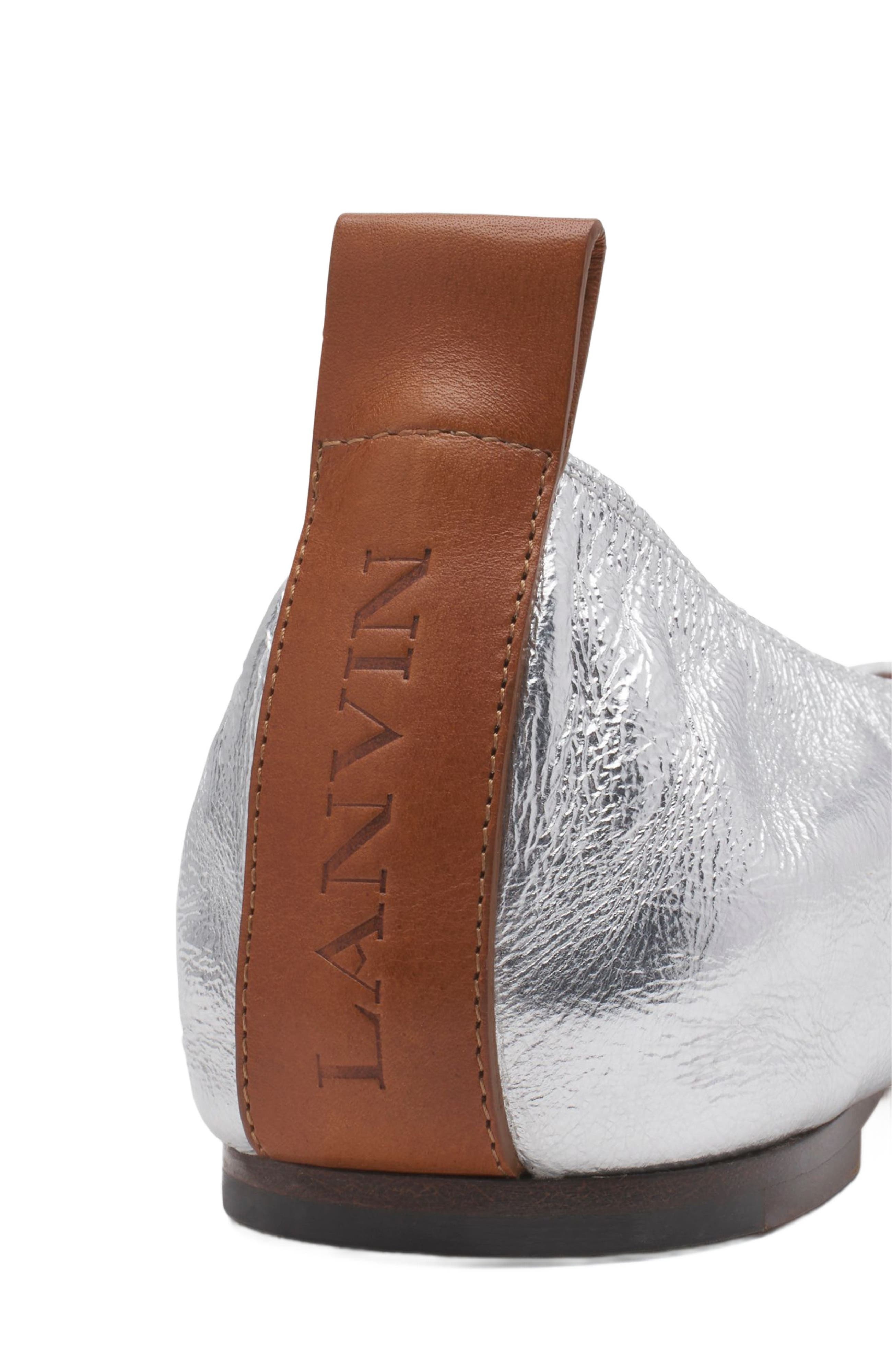 Lanvin The Ballerina Flat In Metallic Leather in Silver at Nordstrom - 5