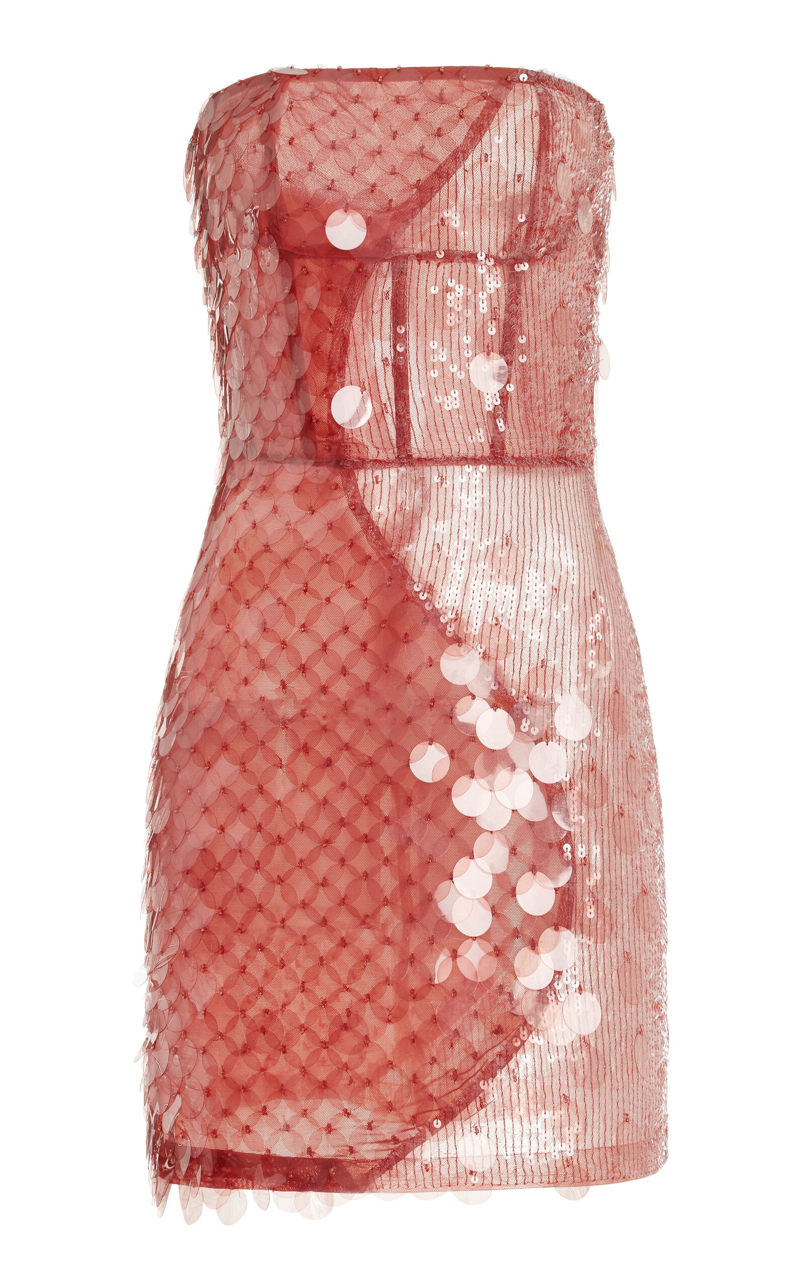 Hand-Embroidered Sequin Corset Mini Dress pink - 1