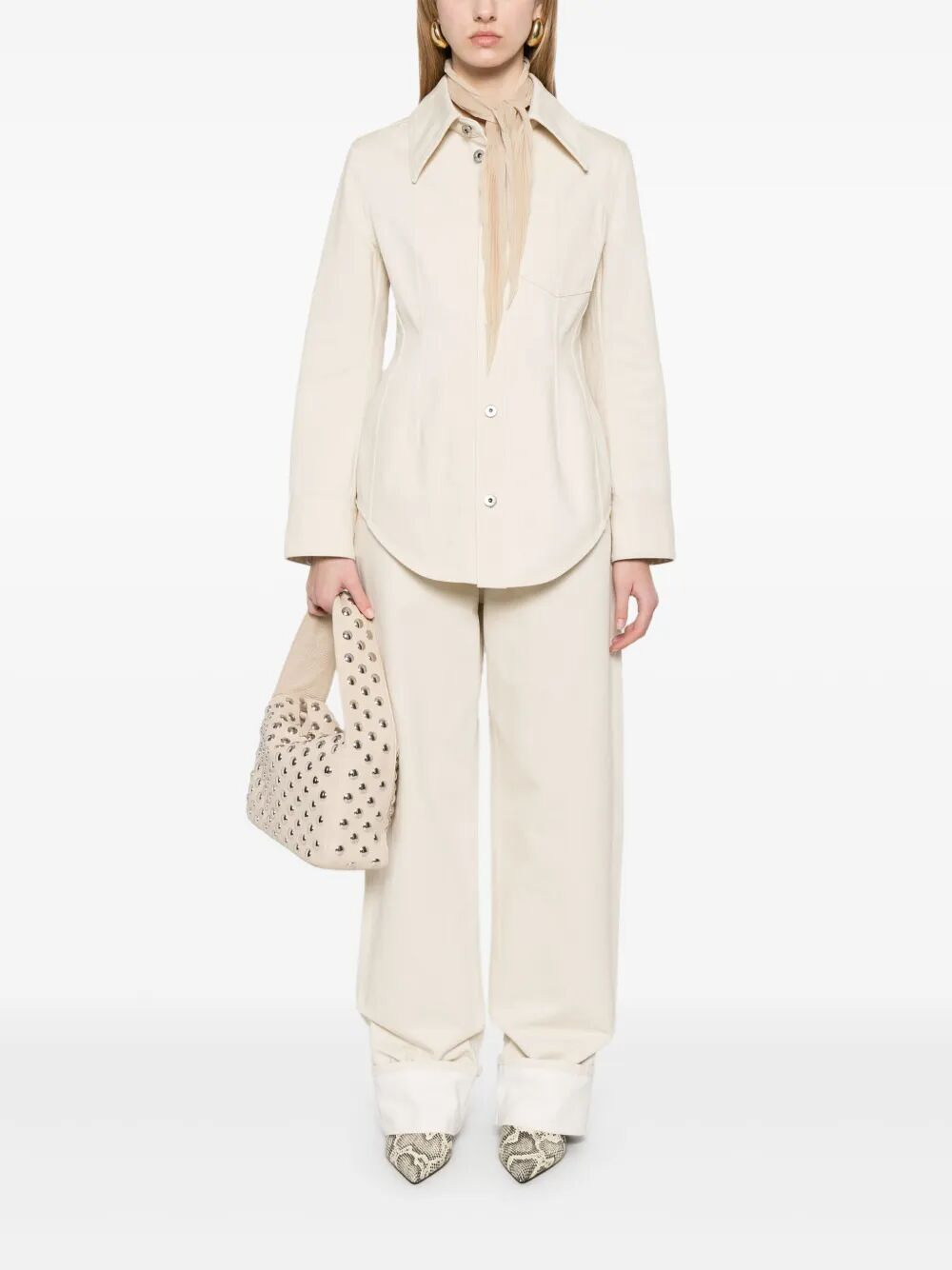 Bottega Veneta Women Back Print Straight Leg Jeans - 2