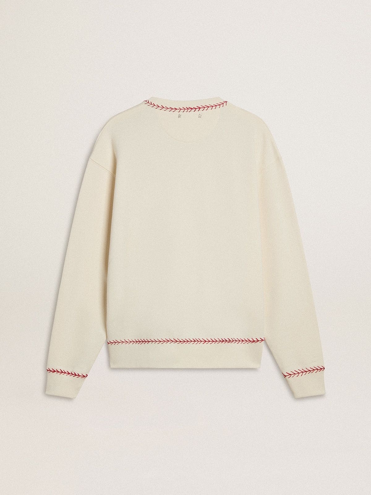 CNY sweatshirt in worn-white cotton with red embroidery - 2