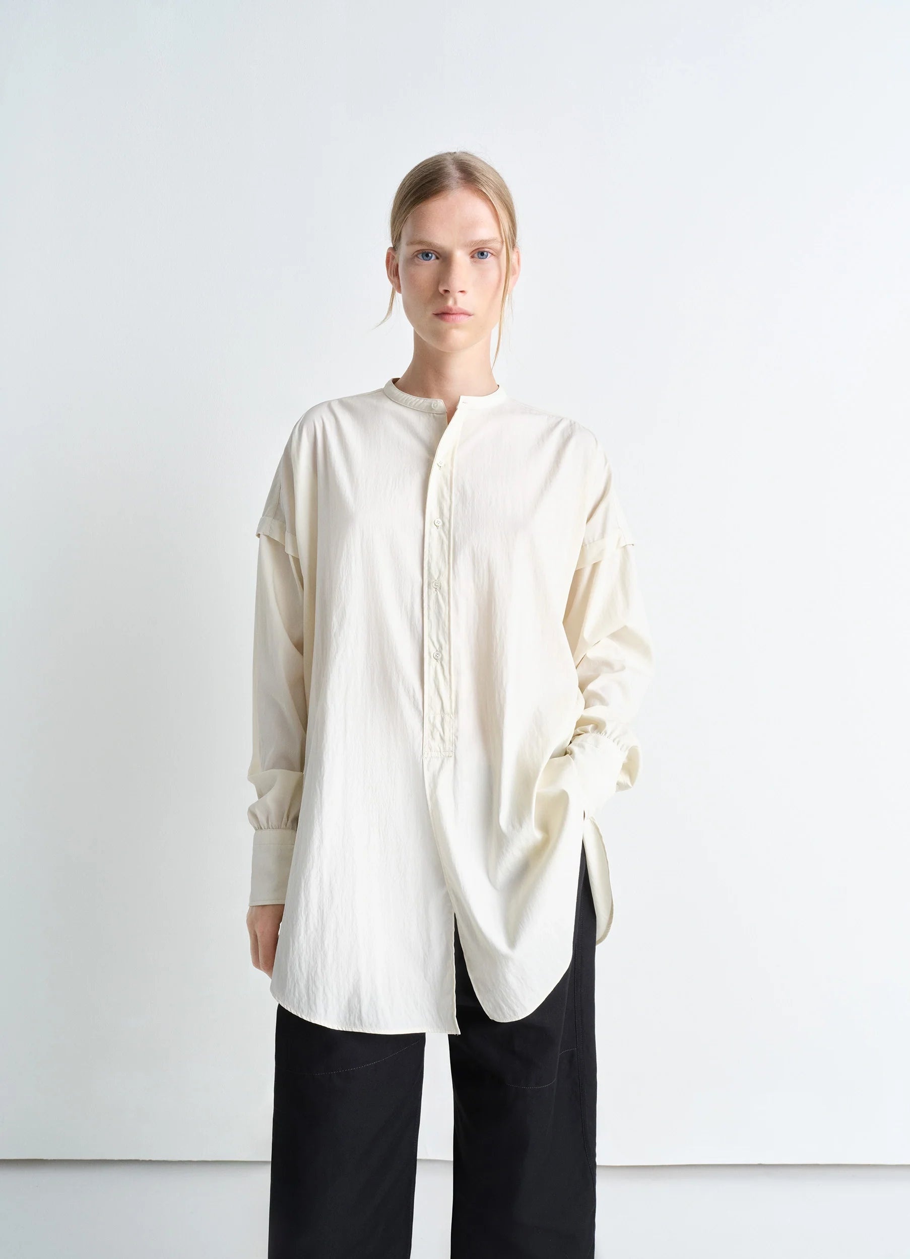 LONG SHIRT WITH HALF PLACKET - 2