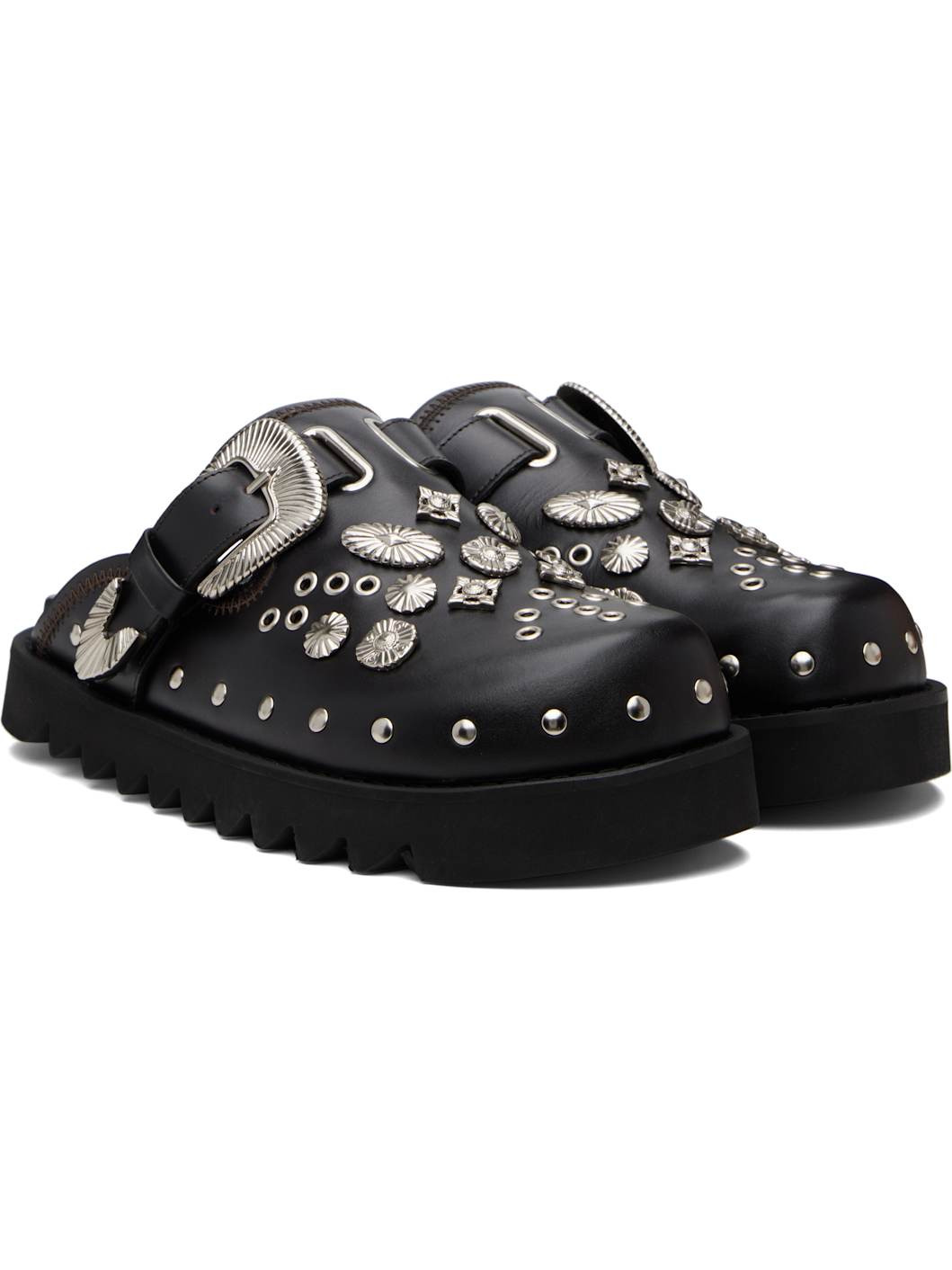 Brown Eyelet Metal Sabot Loafers - 4