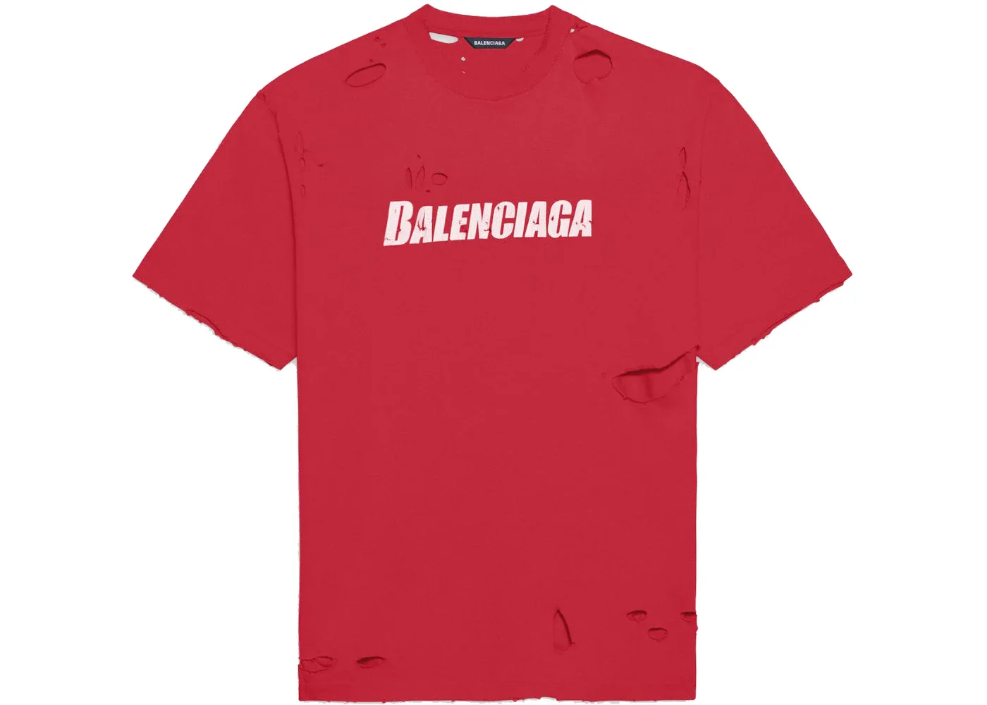 Balenciaga Caps Destroyed Flatground T-shirt Raspberry/White - 1