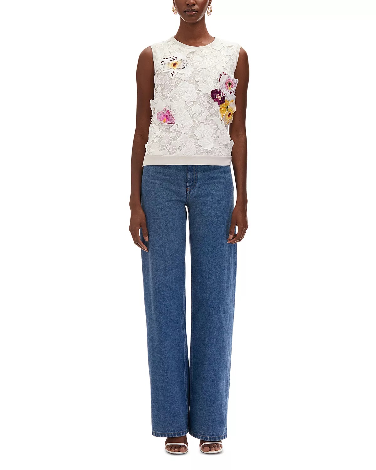Guipure Floral Lace Knit Tank - 2