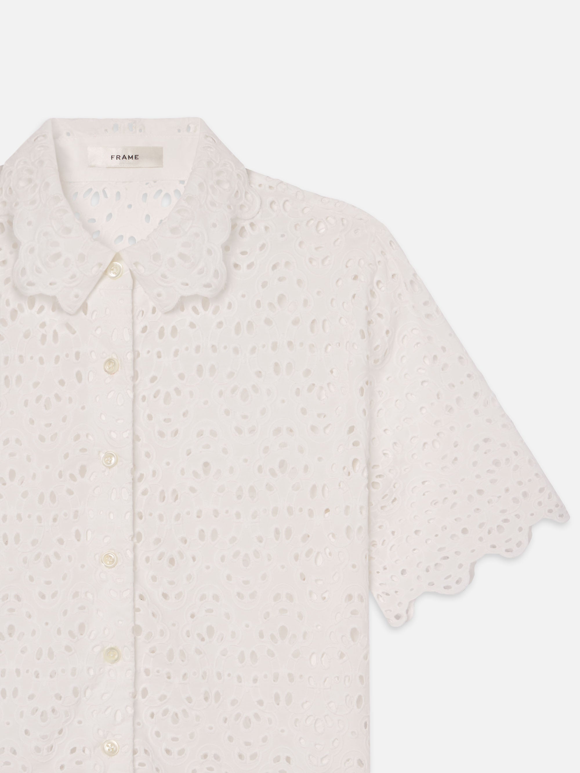 The Deco Eyelet Top in White - 4