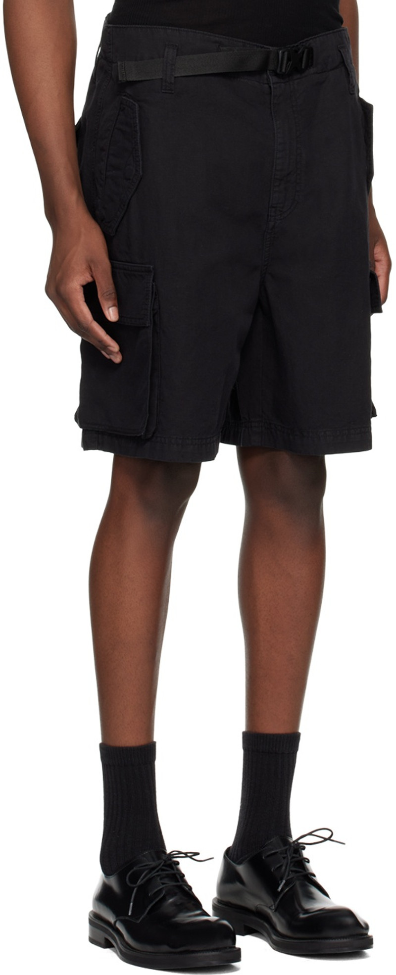 HOPE Black Dark Cargo Shorts outlook
