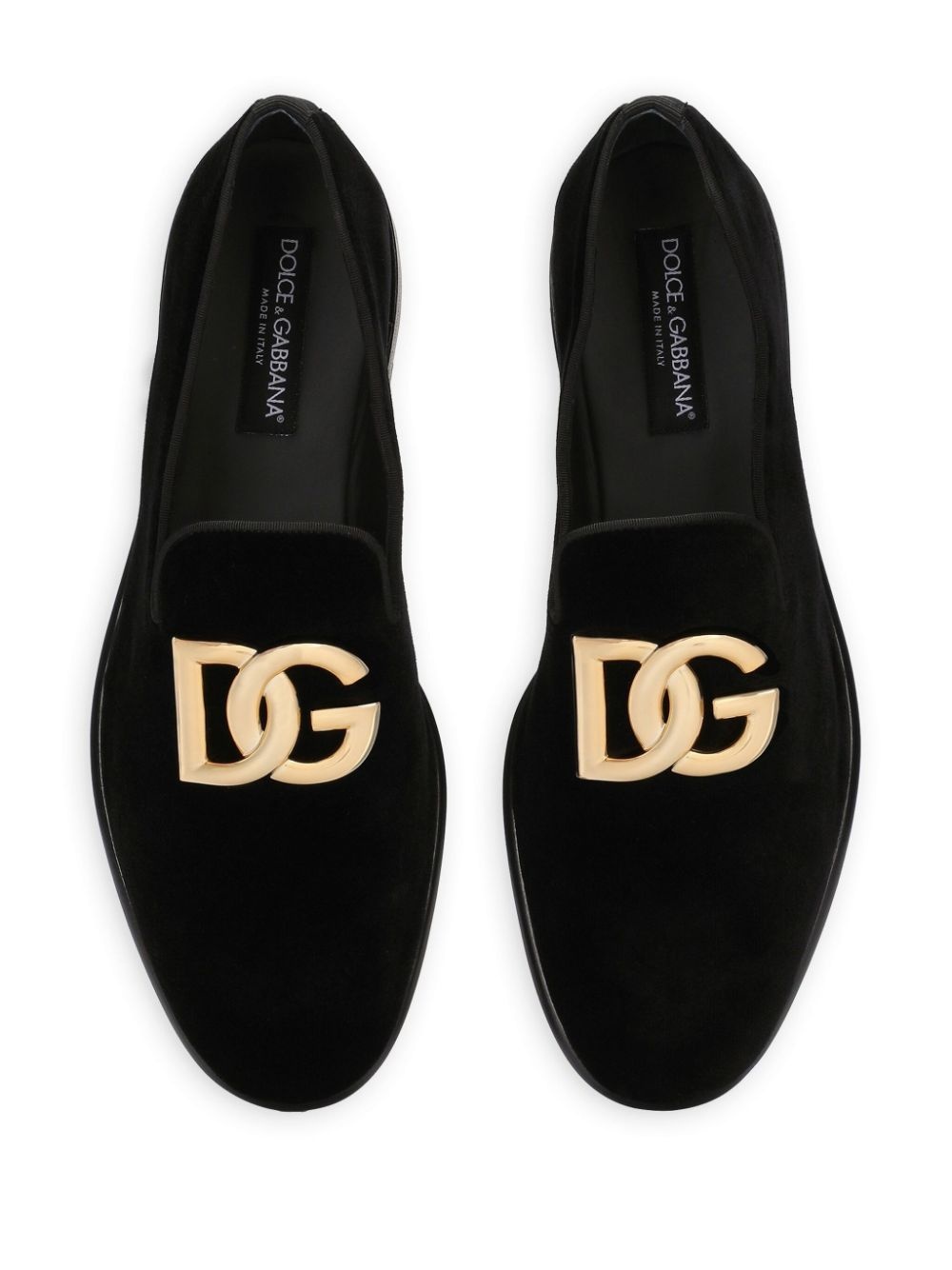 logo-plaque velvet slippers - 4