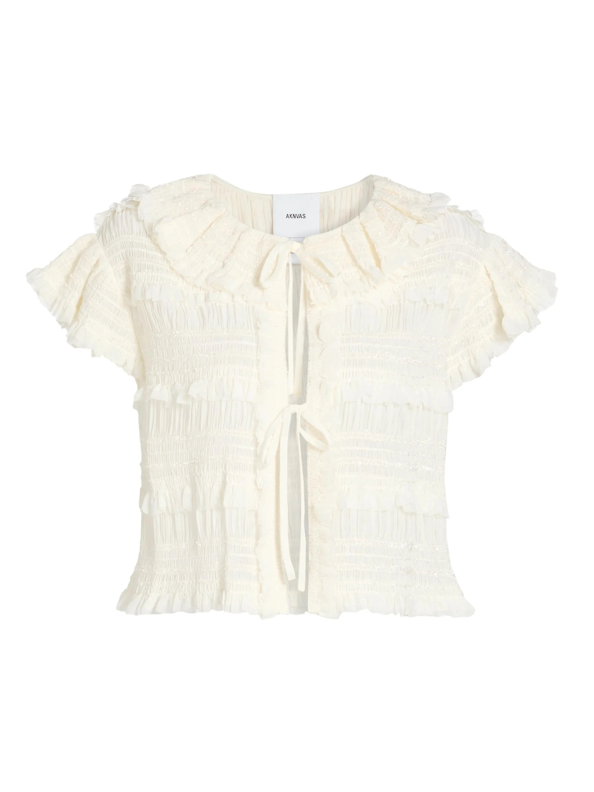 Women's Audra Ruffled Tie-Front Blouse - Cream - 1