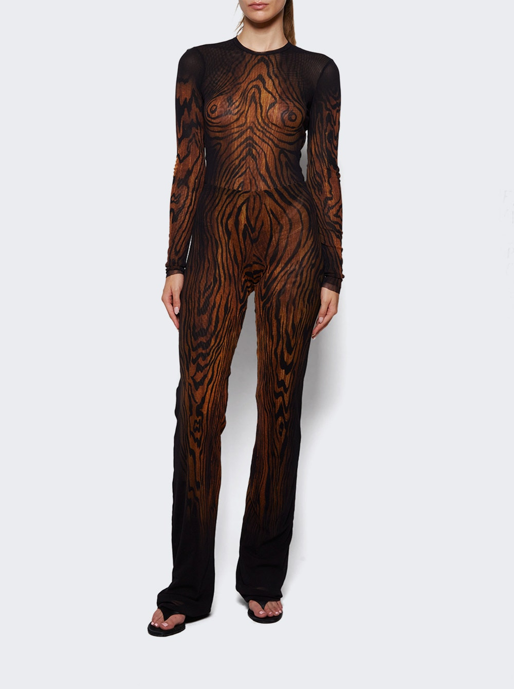 Mesh Body Double Layer Printed Wood Black And Brown - 5