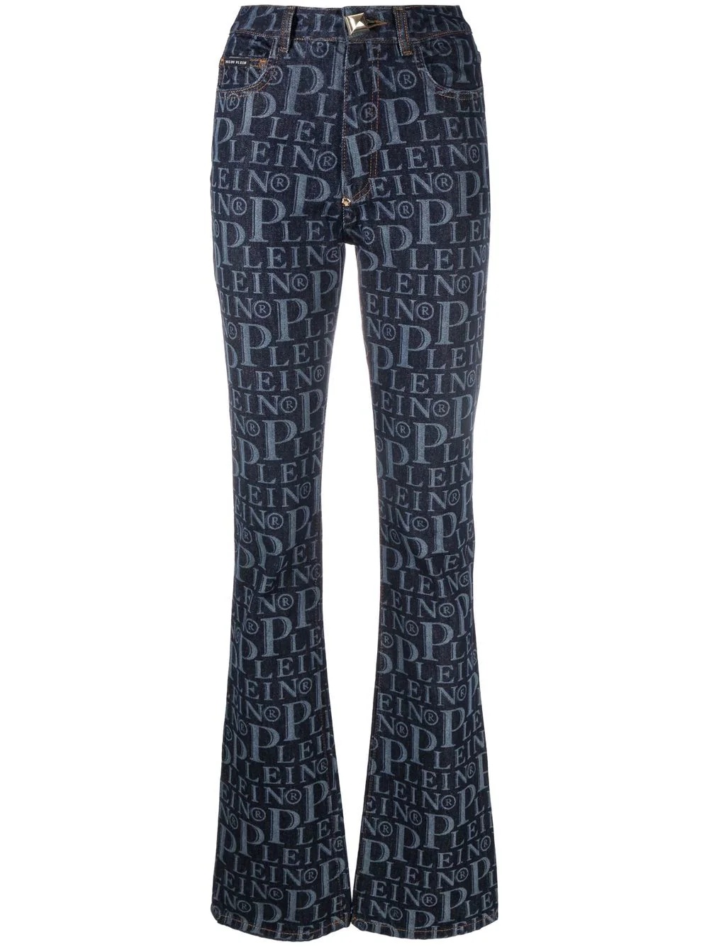 all-over logo flared jeans - 1