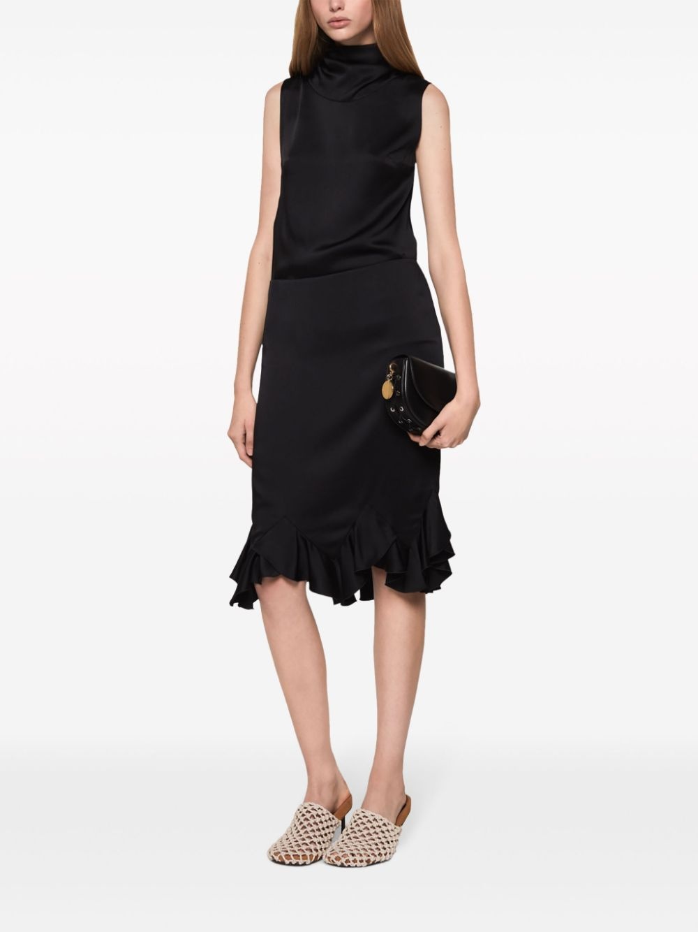 ruffled satin midi skirt - 2