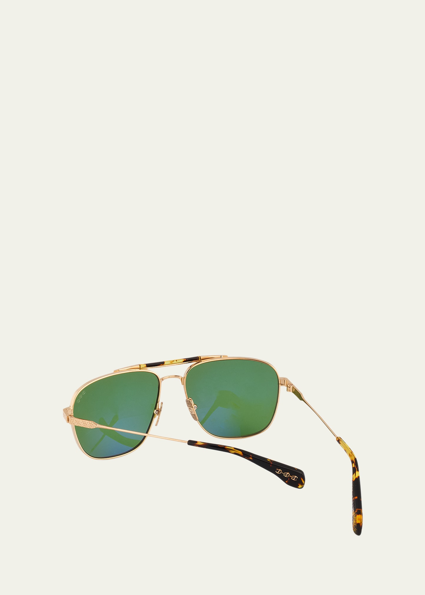 Tortoise & Golden Titanium Aviator Sunglasses - 3