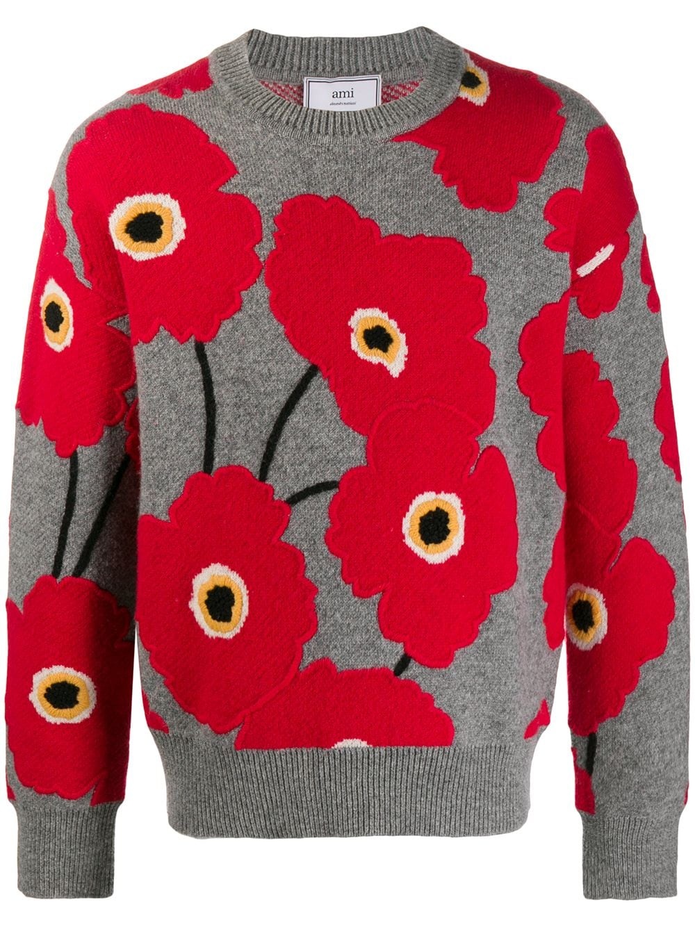 applied felt poppies jumper - 1