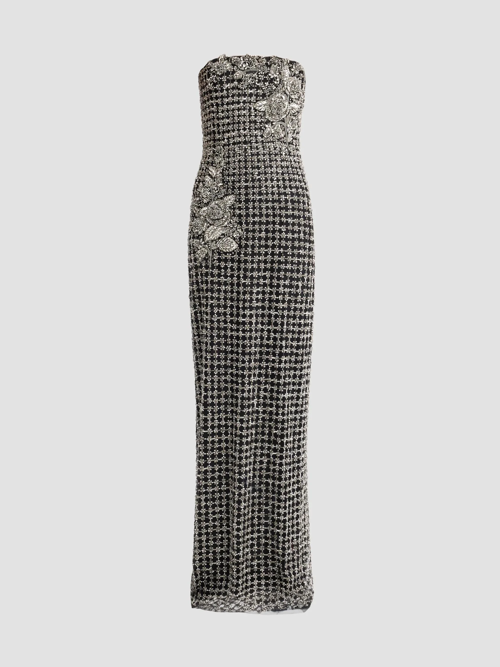 Women's Chalet Crystal-Embellished Strapless Column Gown - Black Multi - 1