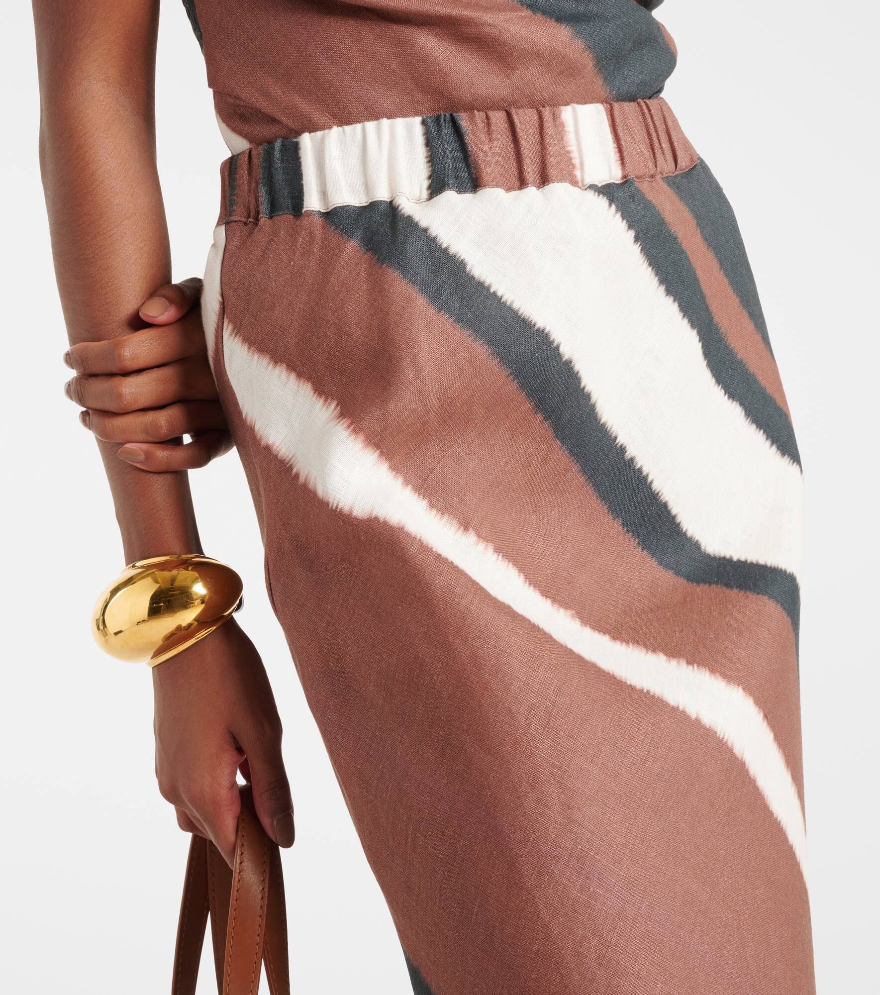 Dalicenca striped linen maxi skirt - 4