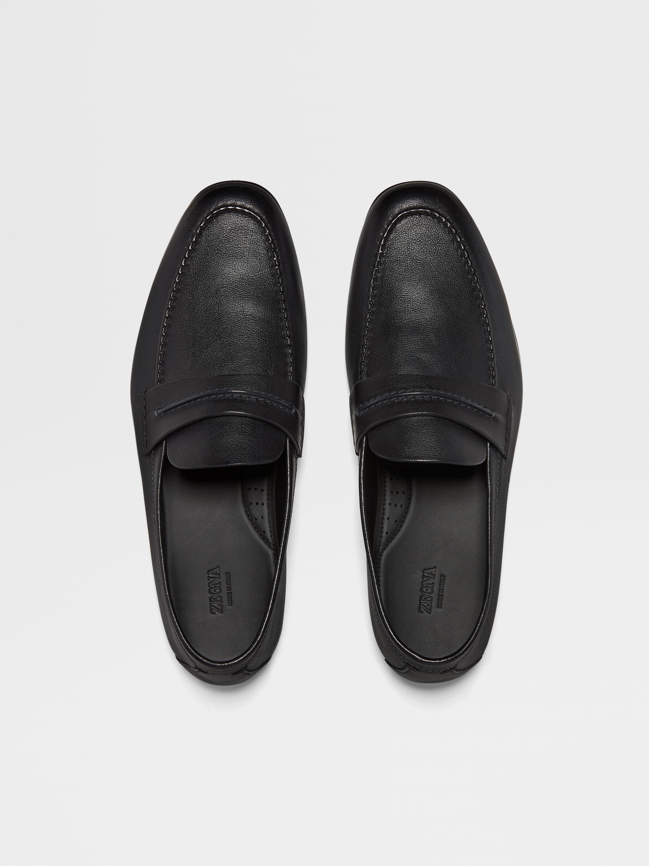 BLACK NATURAL GRAIN LEATHER MOCASSIN LOAFER - 5