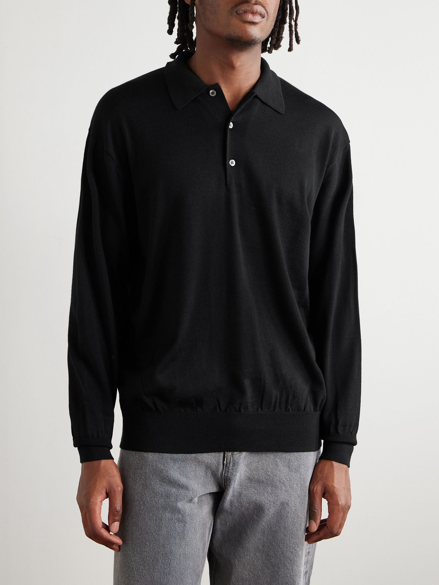 Wool Polo Shirt Black - 3