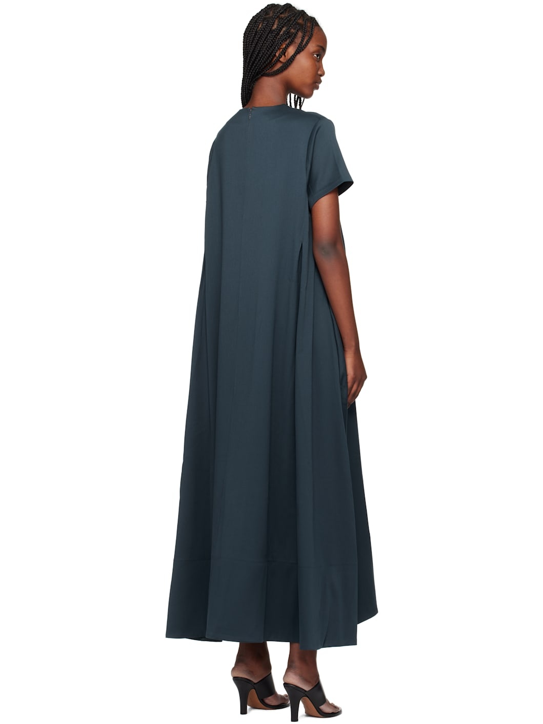 Navy Short Sleeve Maxi Dress - 3