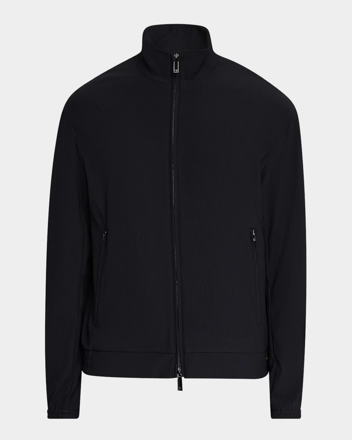 Men's Nylon Stretch Ribbed Bomber Jacket - 1
