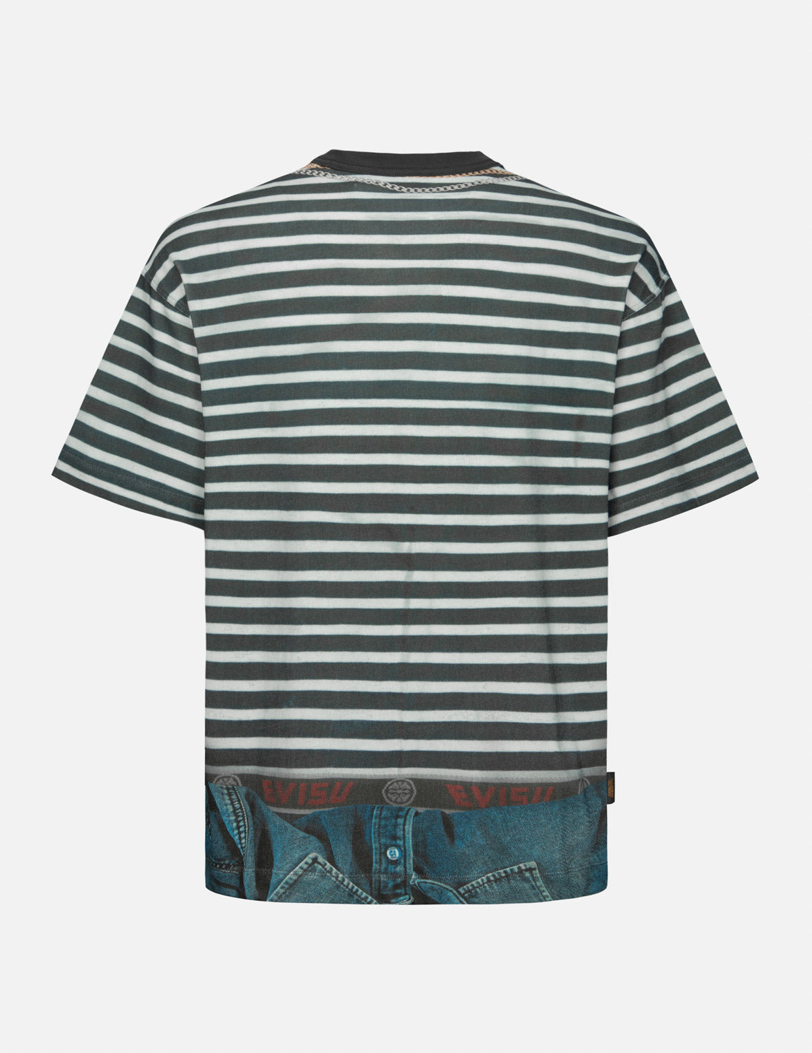 TROMPE-L'OEIL AND SEAGULL PRINT LOOSE FIT STRIPE T-SHIRT - 2