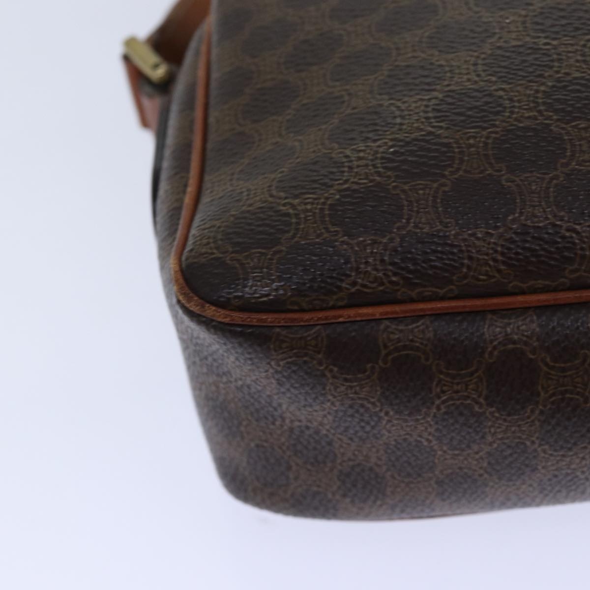 CELINE Macadam Canvas Shoulder Bag Pvc Leather Brown Gold - 12