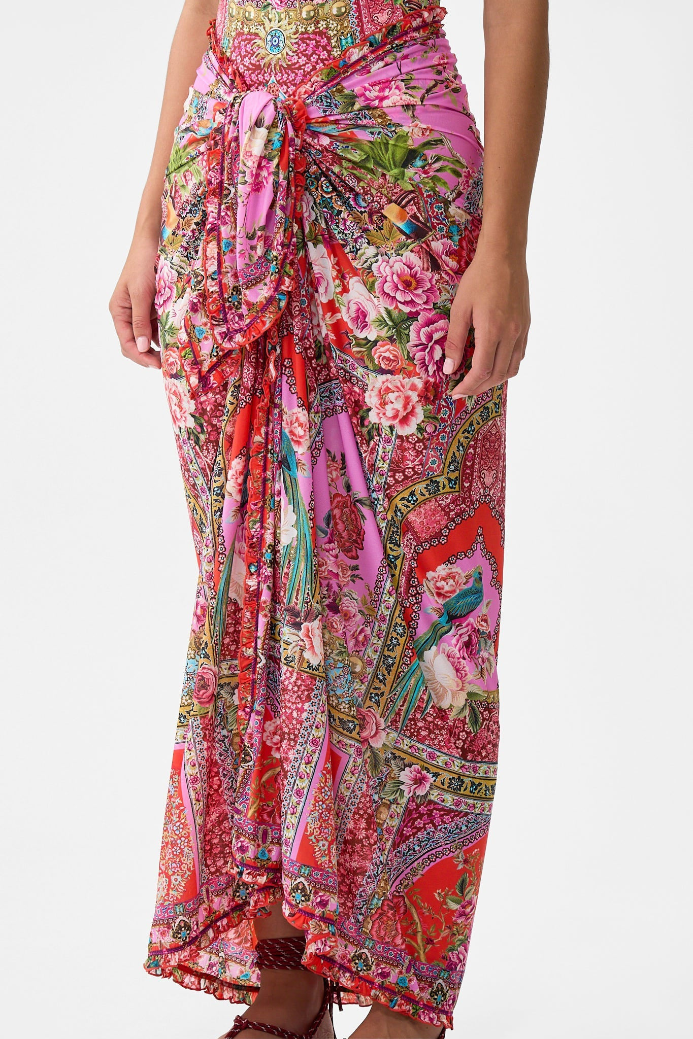 MULTI WEAR LONG SARONG WITH FRILL EDGE - 5