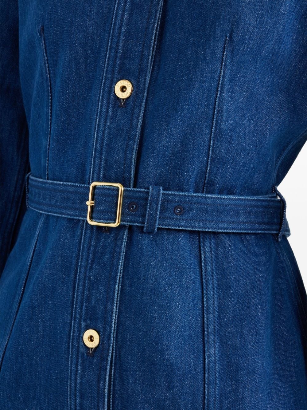 belted organic-denim shirt dress - 4