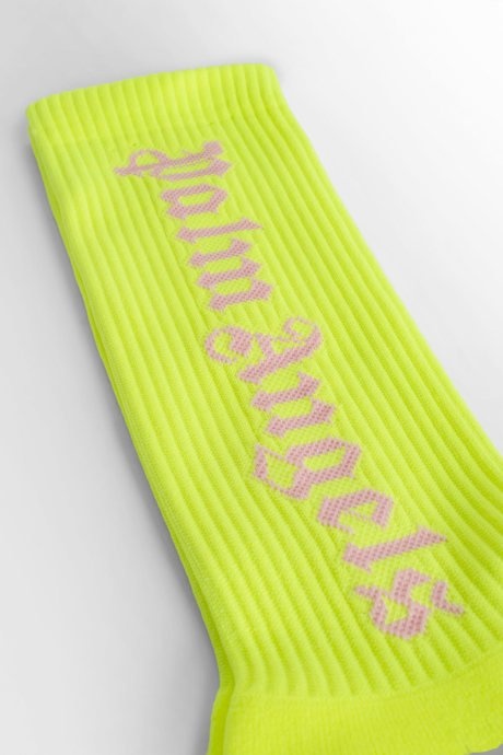 Palm angels women's fluo yellow logo socks - 2