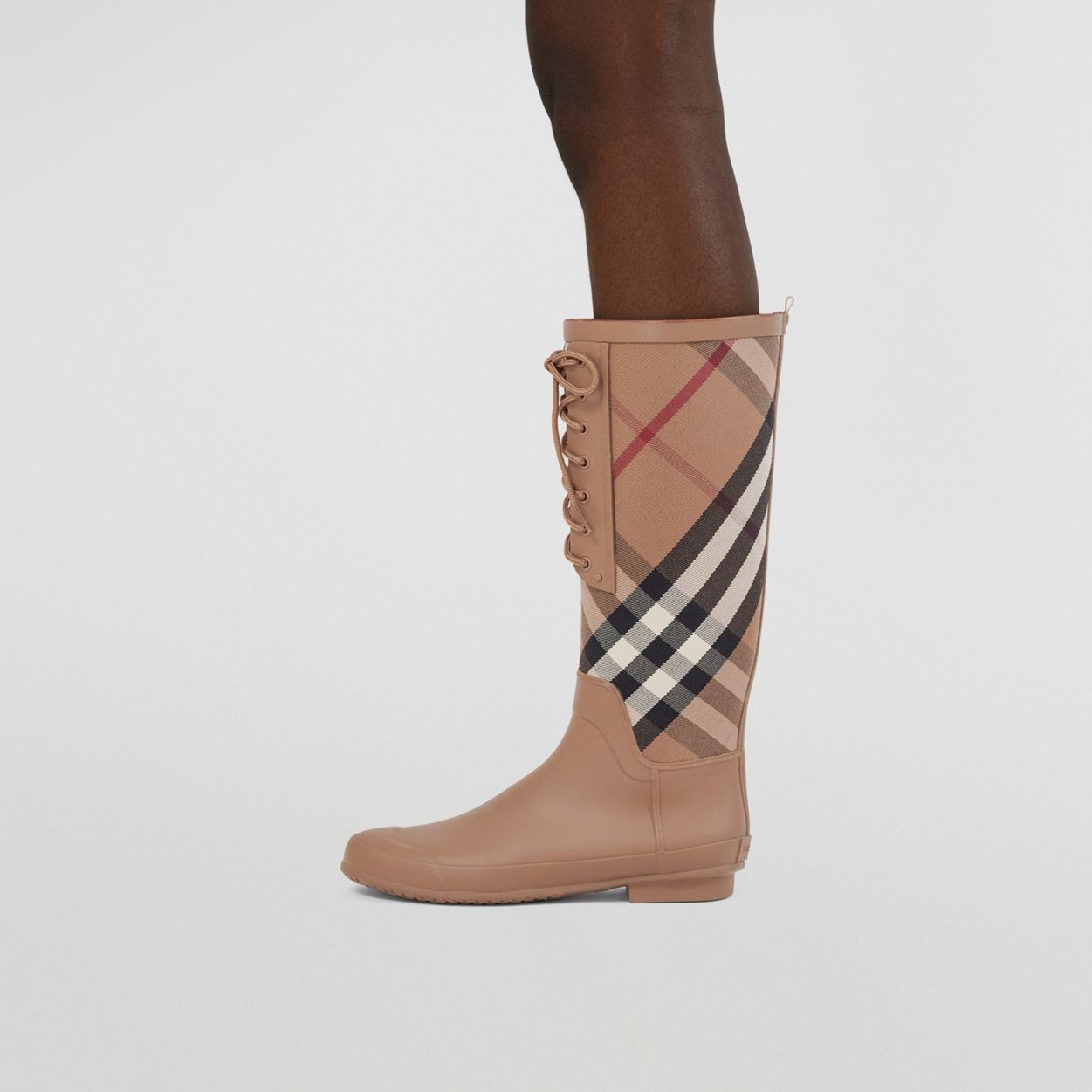 Vintage Check and Rubber Rain Boots - 3