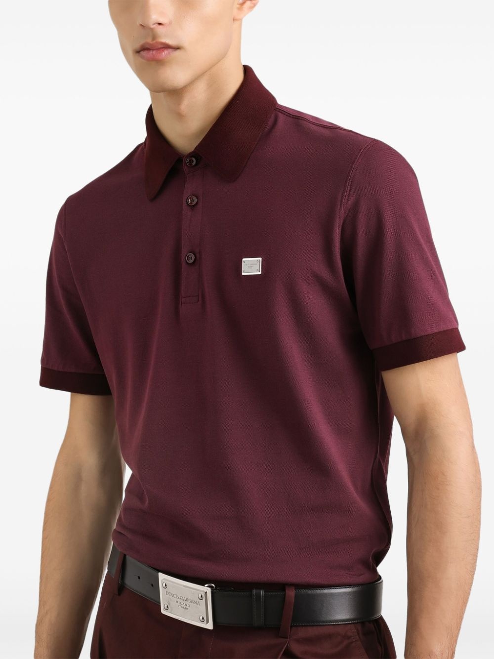 logo-plaque polo shirt - 4