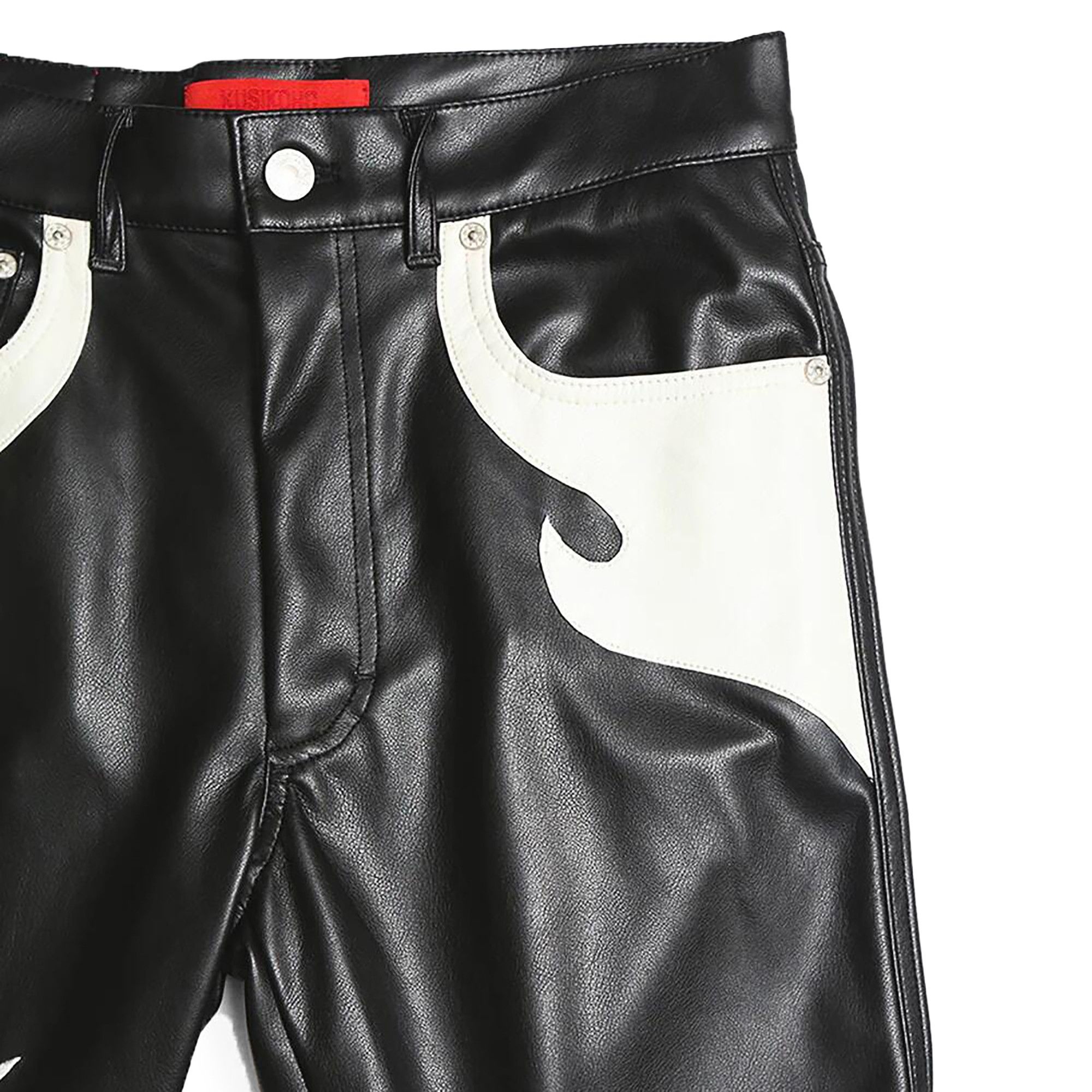 KUSIKOHC Flower Rider Faux Leather Pants 'Black' - 3