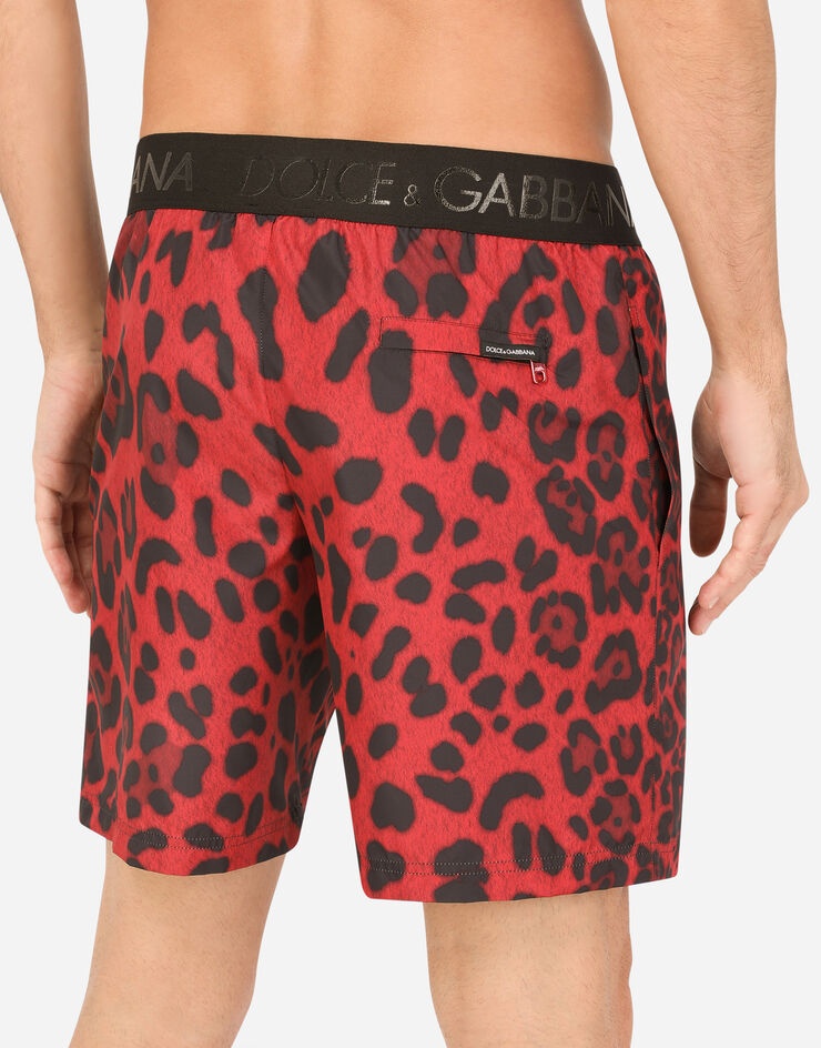 Mid-length swim trunks with leopard print - 5