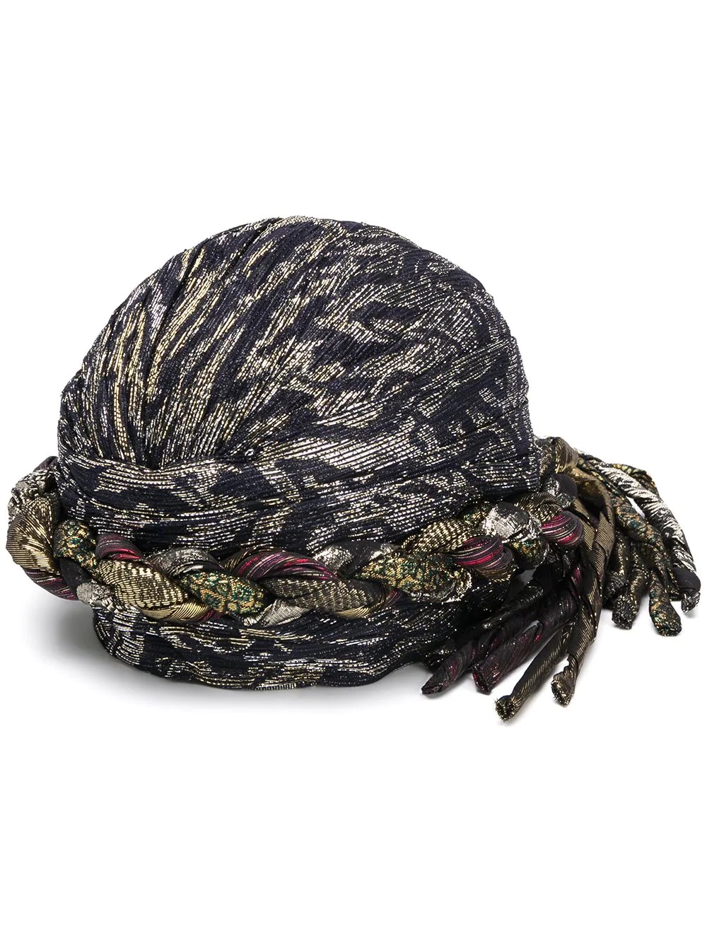 zebra-print tied turban - 1