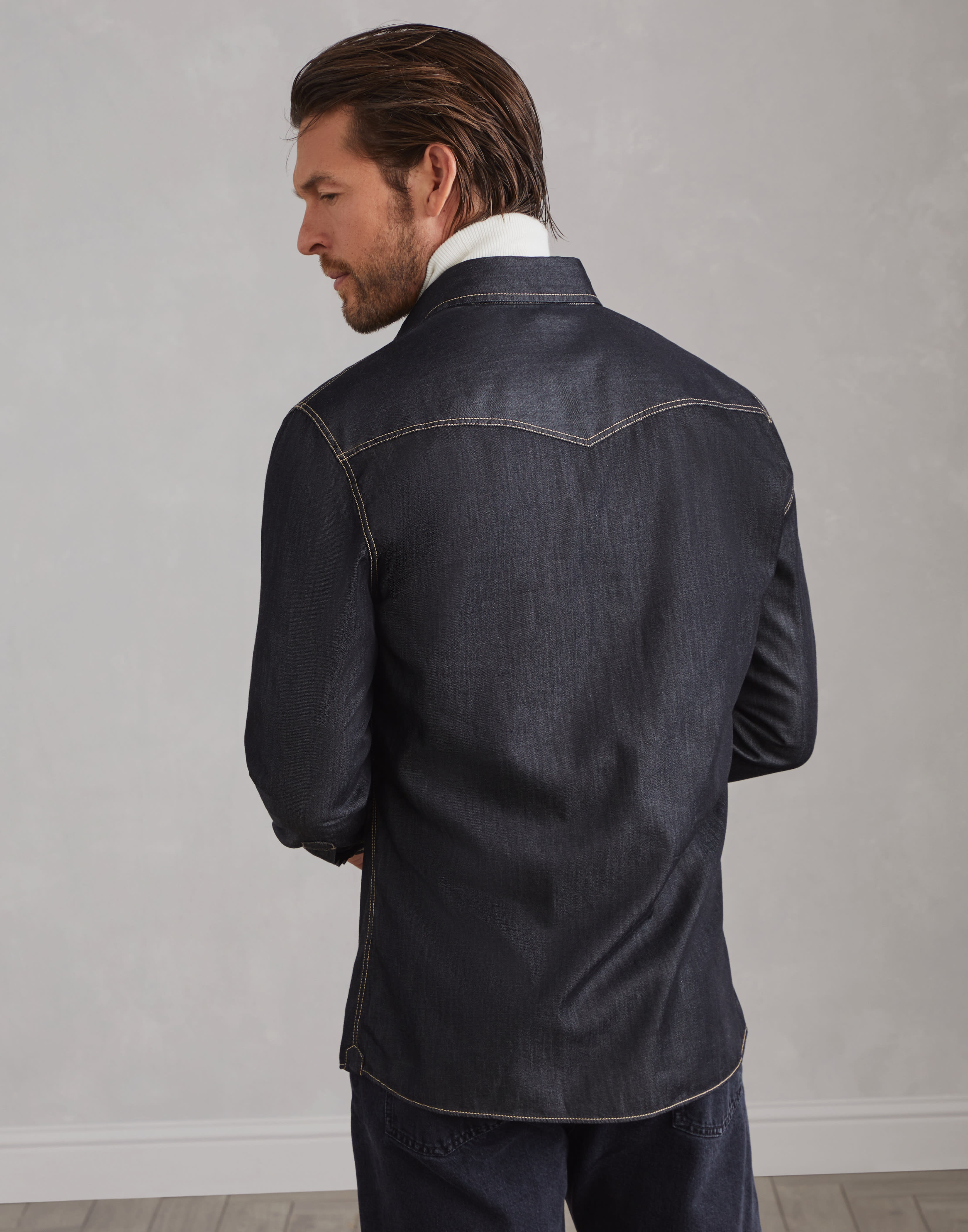 Lightweight denim easy fit western shirt - 2