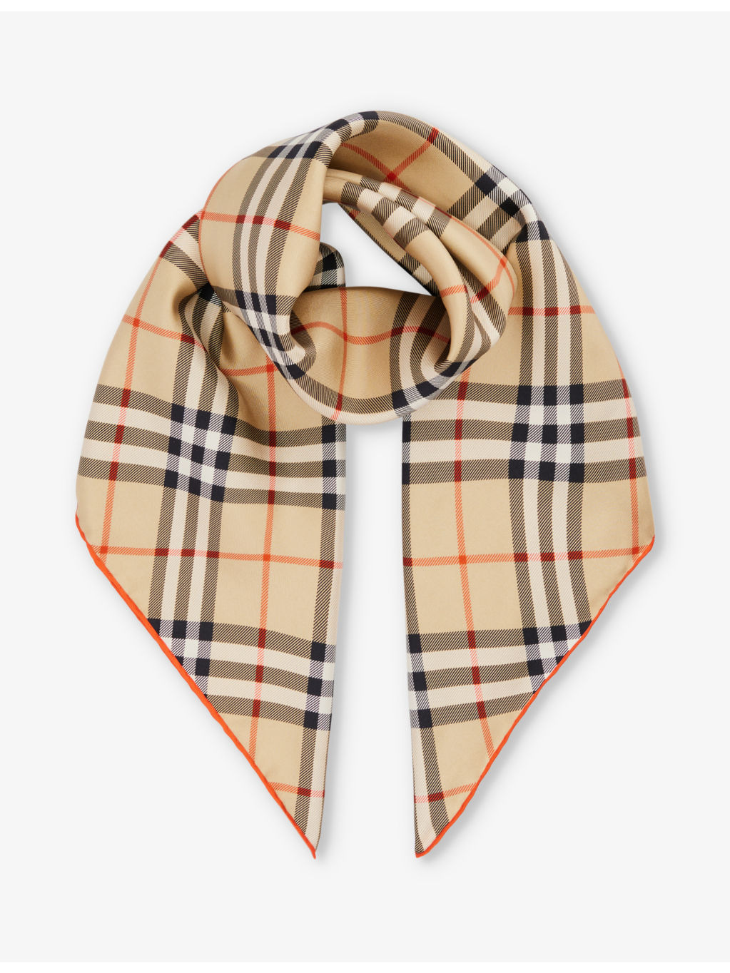Check-print silk scarf - 1