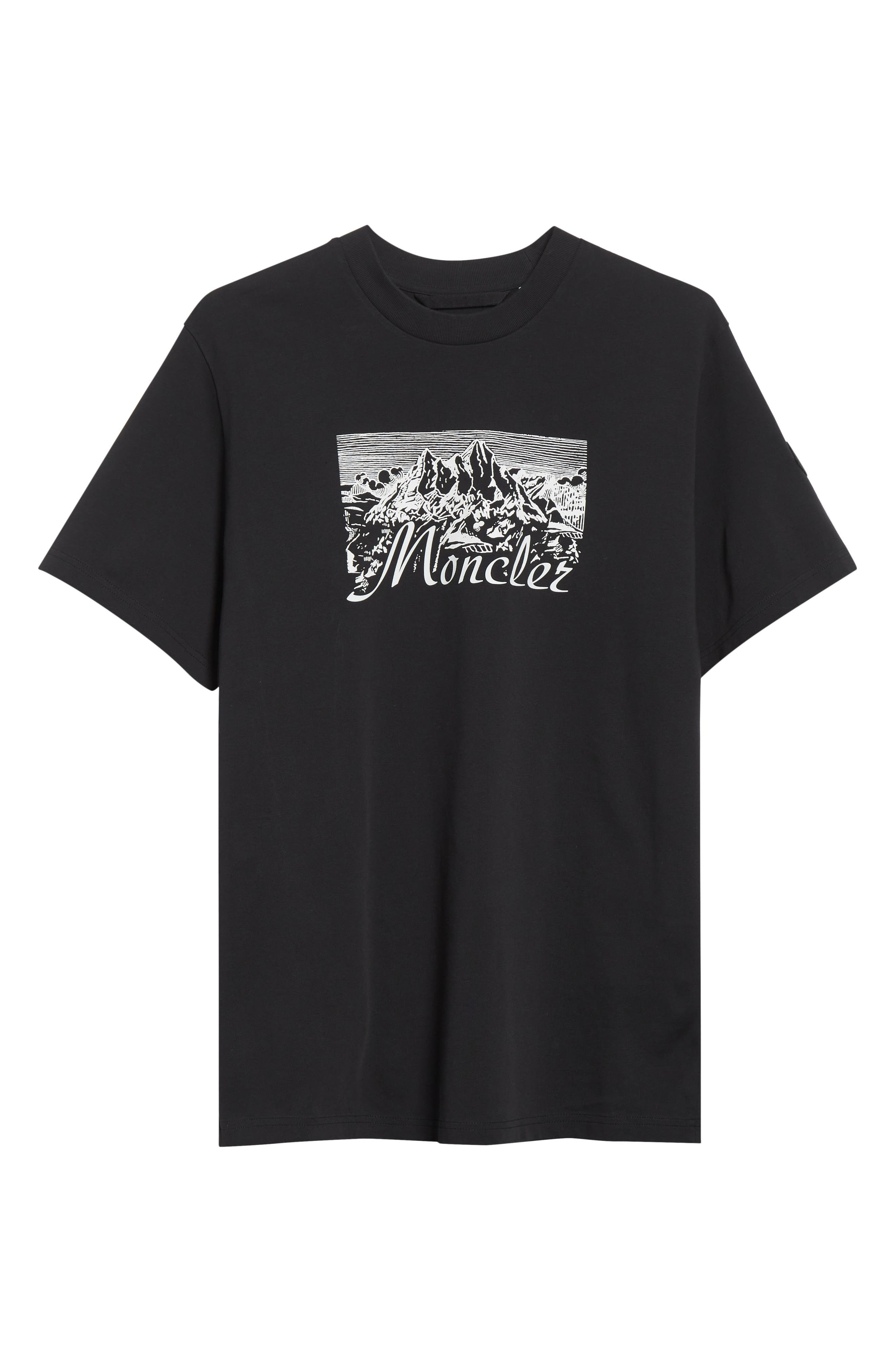 Moncler Black Mountain Logo Cotton Graphic T-Shirt in Smoky Black at Nordstrom - 6
