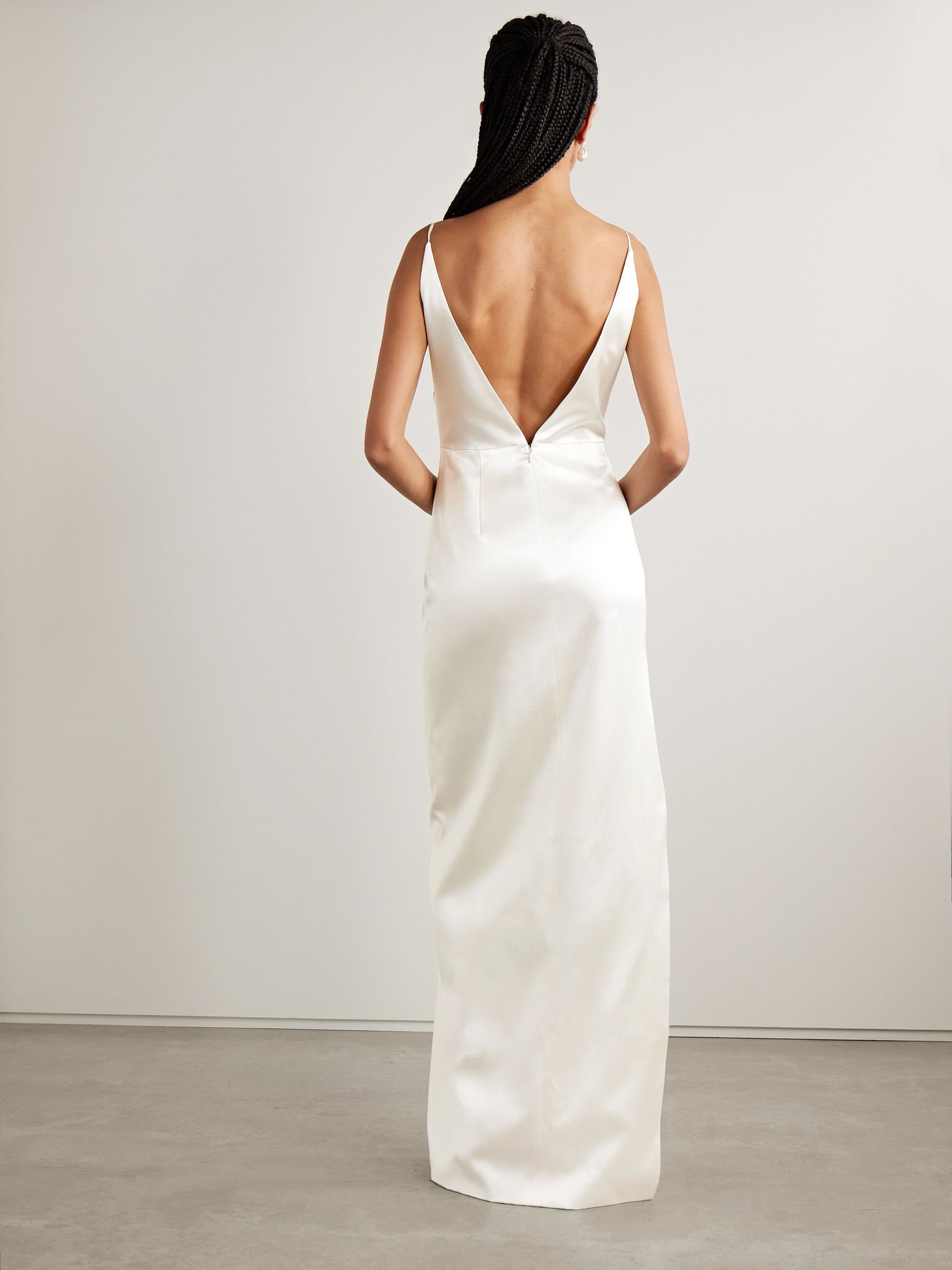 Emerson silk and wool-blend satin gown Off-white - 5