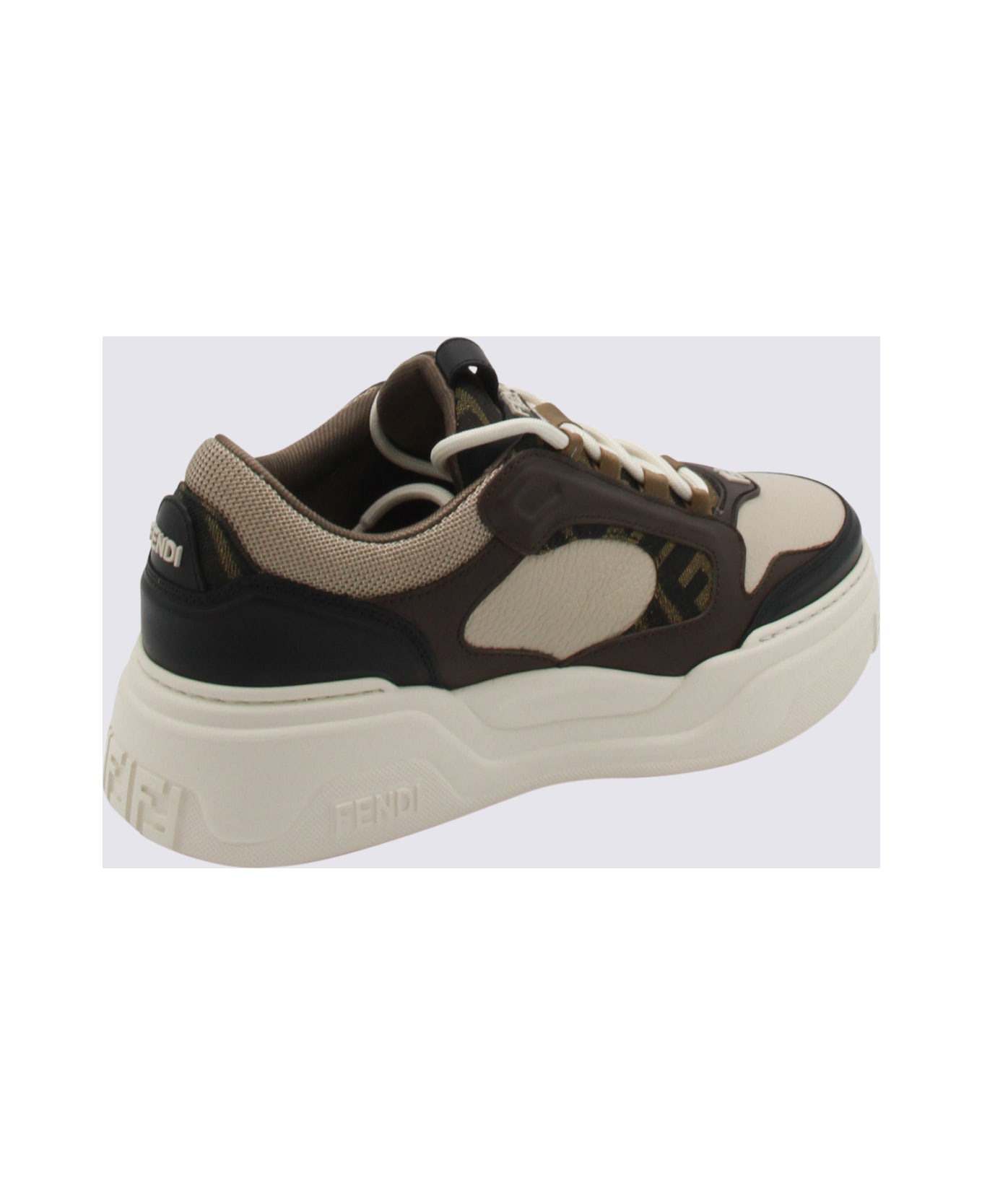 Brown And White Force Sneakers - 3