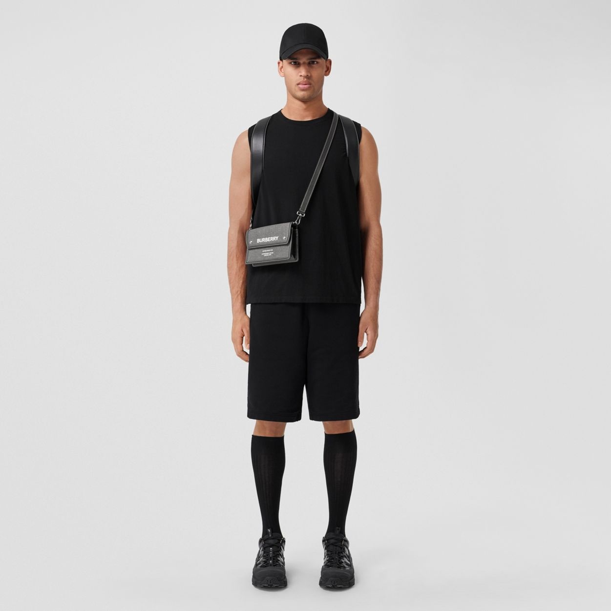 Horseferry Print Canvas and Leather Crossbody Bag - 12