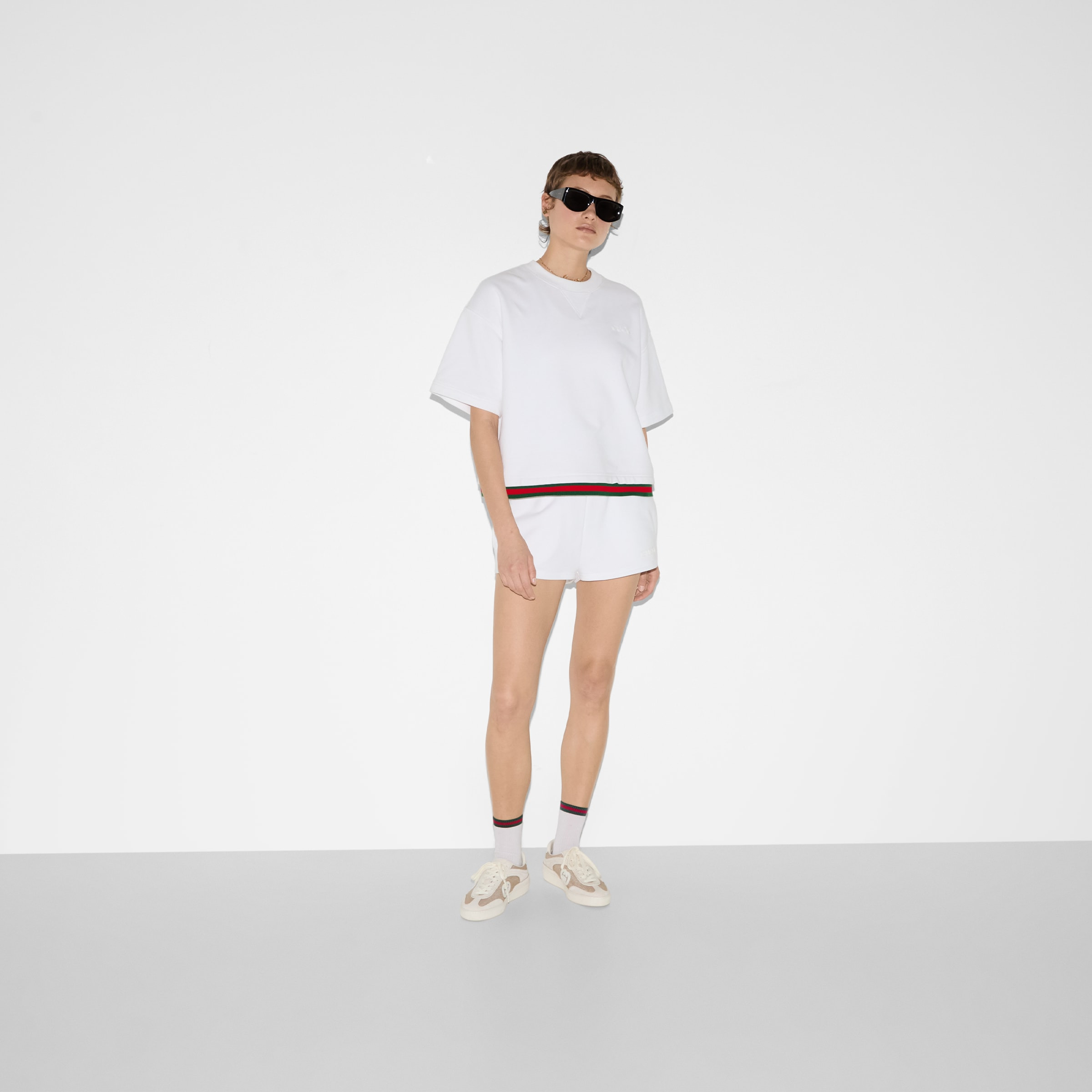 Cotton jersey shorts with Web - 6