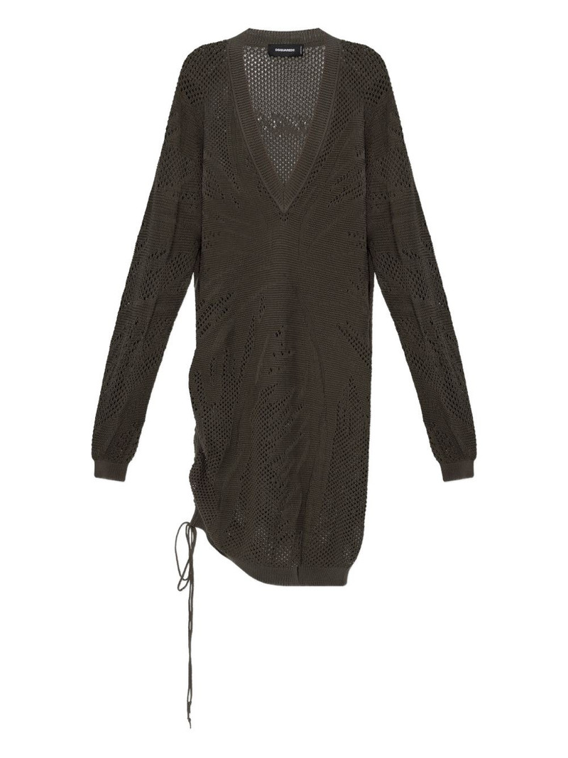 V-neck drawstring midi dress 1