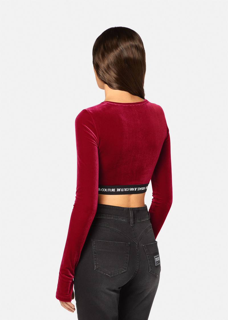 Logo Velvet Crop Top 4