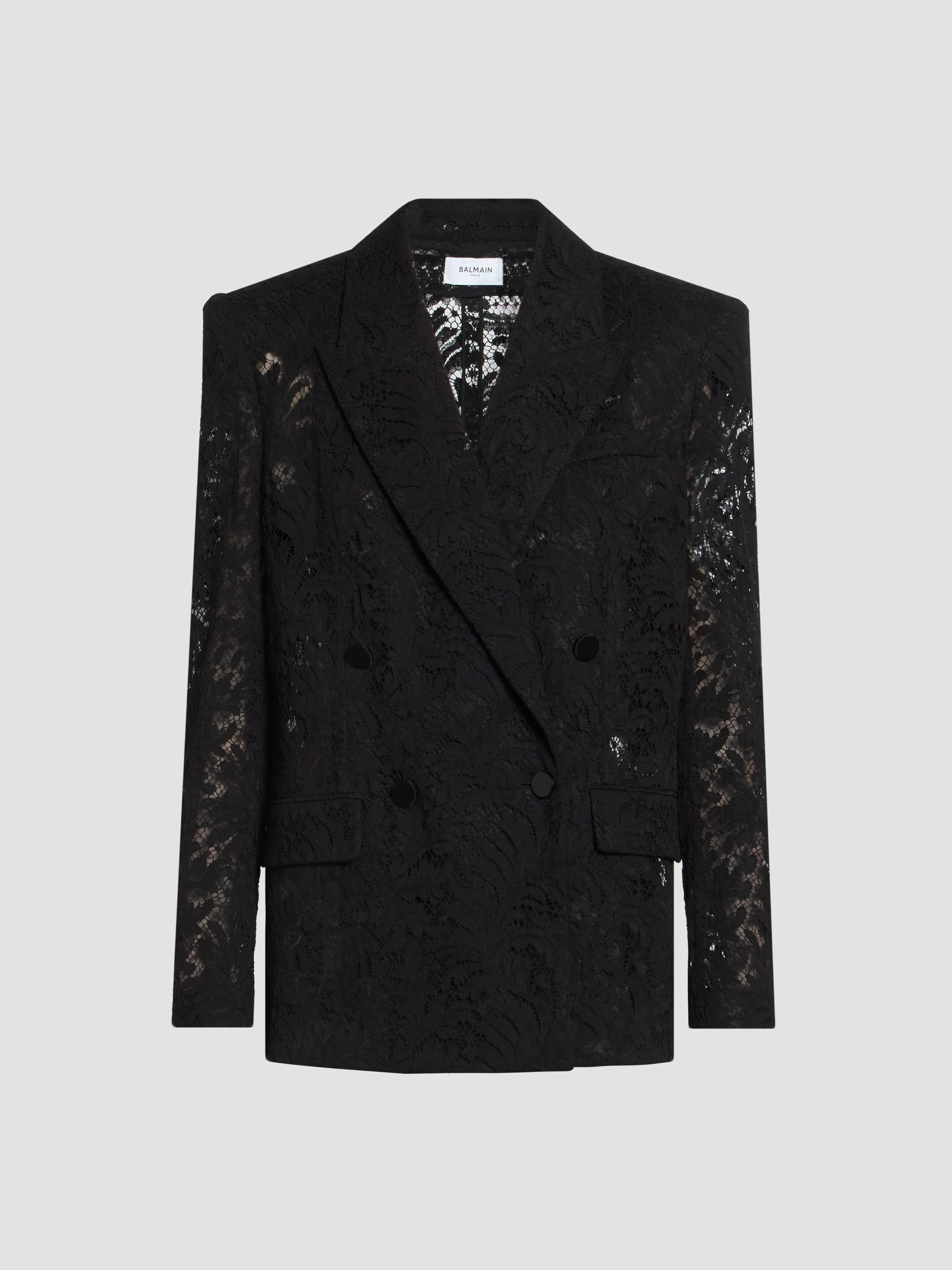 Women's Lace Double-Breasted Jacket - Noir - 1