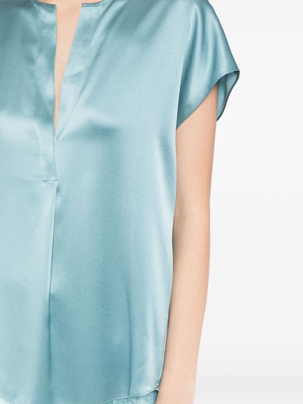 silk cap-sleeve blouse - 5