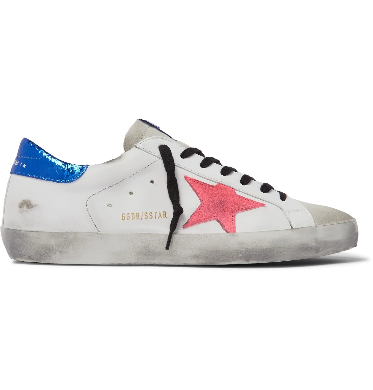 Superstar Distressed Leather and Suede Sneakers - 1