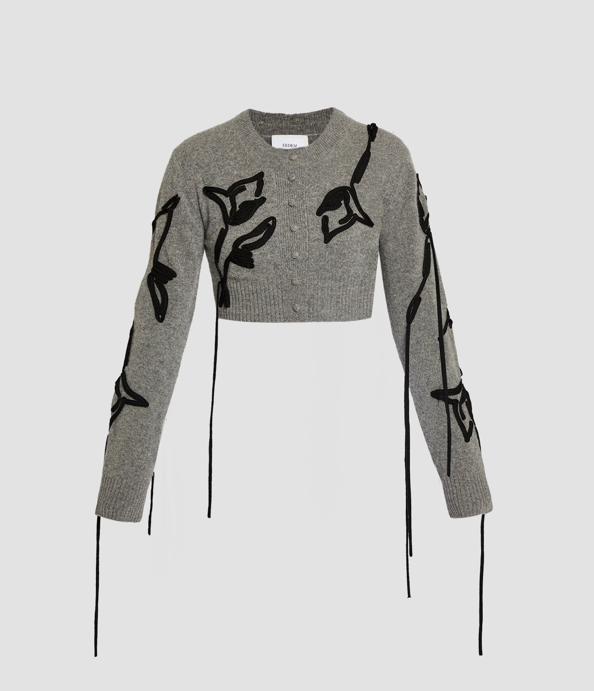 EMBROIDERED MERINO WOOL CROPPED CARDIGAN - 2