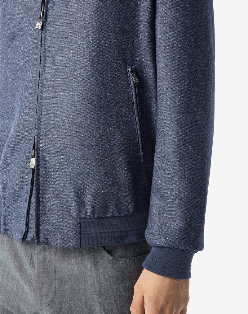 Blue silk and wool bomber jacket 5