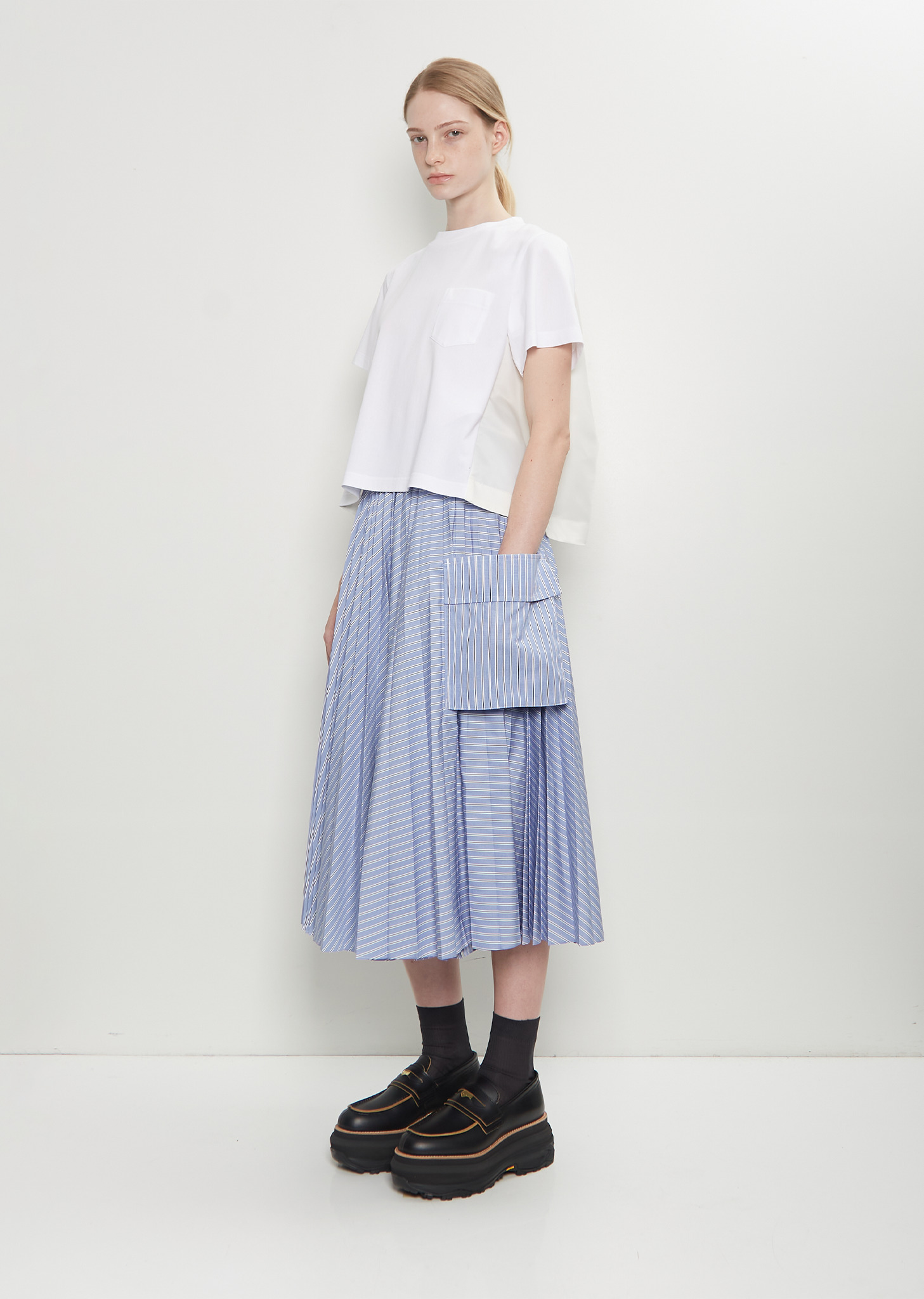 Cotton Poplin Pleated Skirt - 4