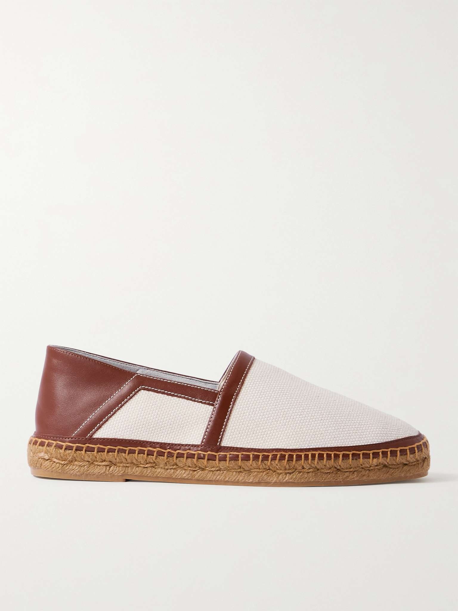 Barnes Collapsible-Heel Leather-Trimmed Canvas Espadrilles - 1