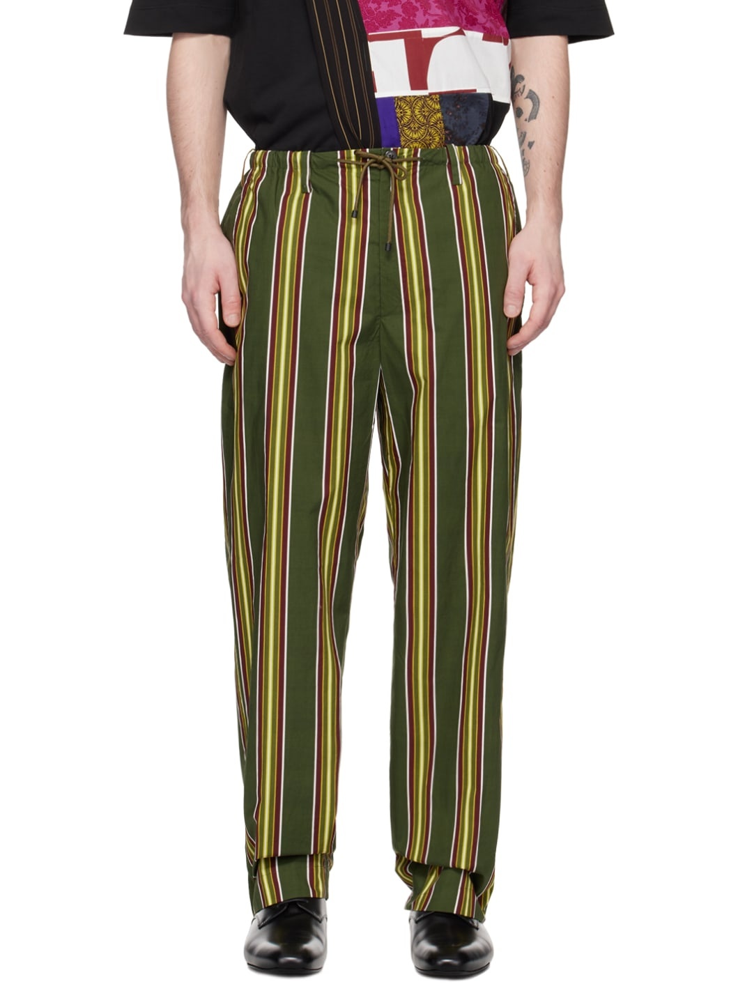 Khaki Striped Trousers - 1